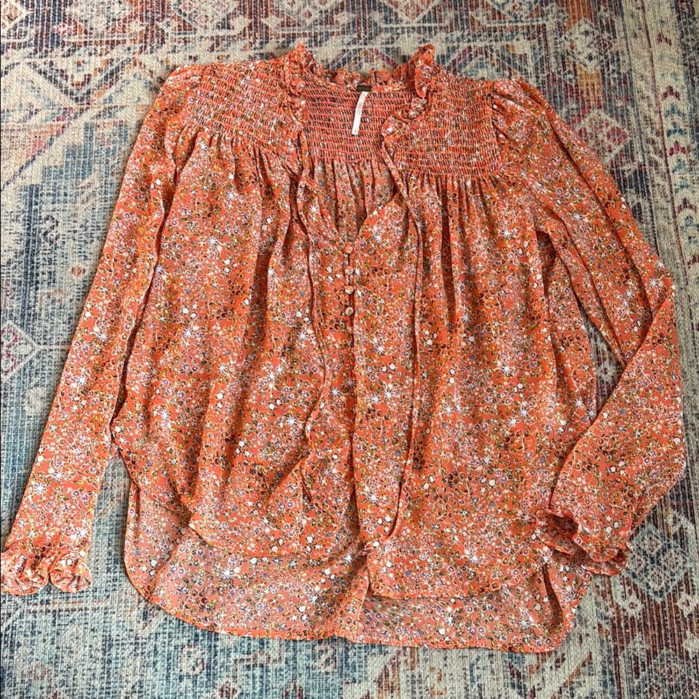 Floral Orange Free People Top